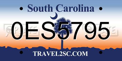 0ES5795 South Carolina License Plate