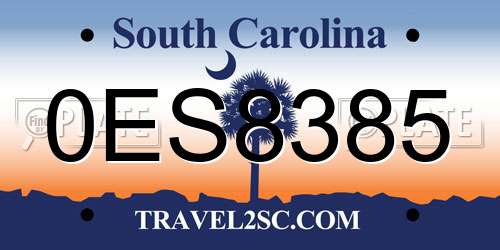 0ES8385 South Carolina License Plate