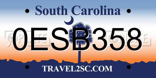 0ESB358 South Carolina License Plate