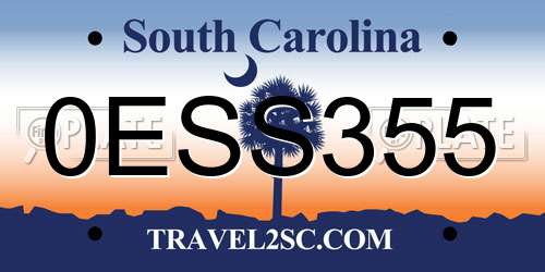 0ESS355 South Carolina License Plate
