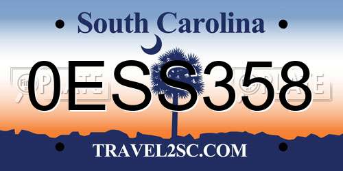 0ESS358 South Carolina License Plate