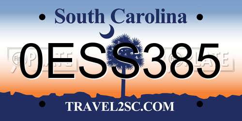 0ESS385 South Carolina License Plate