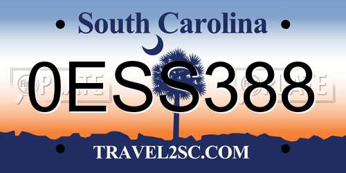 0ESS388 South Carolina License Plate
