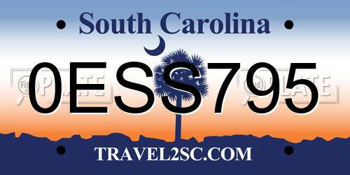 0ESS795 South Carolina License Plate