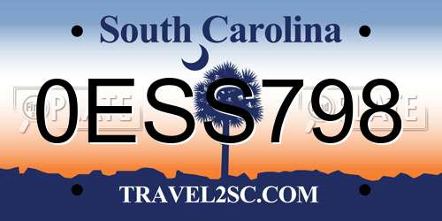 0ESS798 South Carolina License Plate