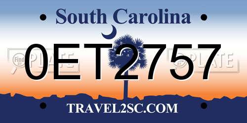 0ET2757 South Carolina License Plate