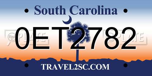 0ET2782 South Carolina License Plate