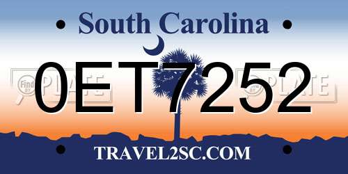 0ET7252 South Carolina License Plate
