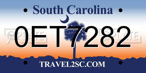 0ET7282 South Carolina License Plate
