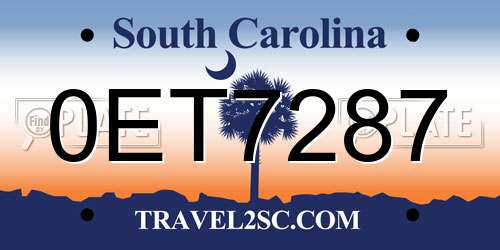 0ET7287 South Carolina License Plate