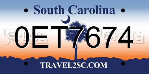 0ET7674 South Carolina License Plate