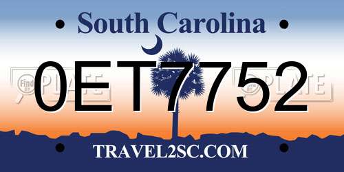 0ET7752 South Carolina License Plate