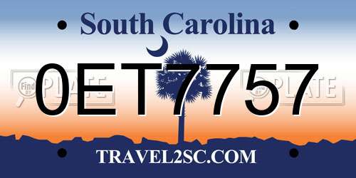 0ET7757 South Carolina License Plate