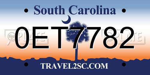 0ET7782 South Carolina License Plate