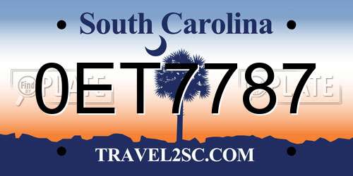 0ET7787 South Carolina License Plate