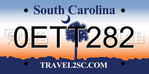 0ETT282 South Carolina License Plate