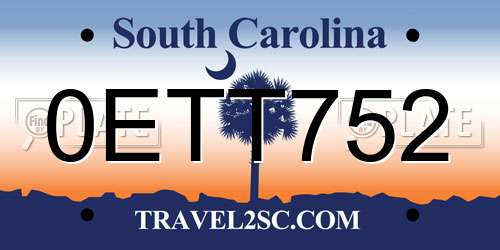 0ETT752 South Carolina License Plate