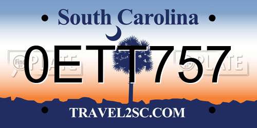 0ETT757 South Carolina License Plate