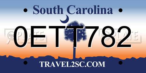 0ETT782 South Carolina License Plate