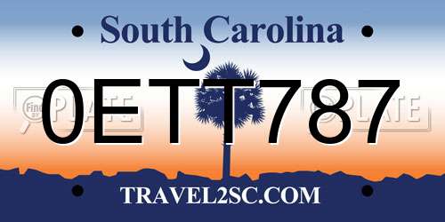 0ETT787 South Carolina License Plate