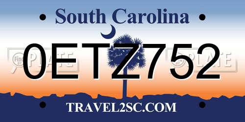 0ETZ752 South Carolina License Plate
