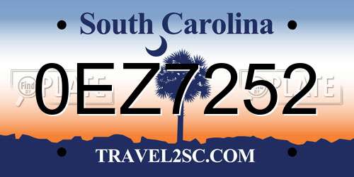 0EZ7252 South Carolina License Plate