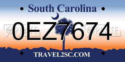 0EZ7674 South Carolina License Plate