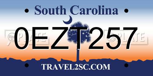 0EZT257 South Carolina License Plate