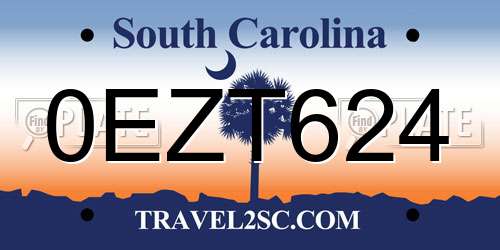 0EZT624 South Carolina License Plate