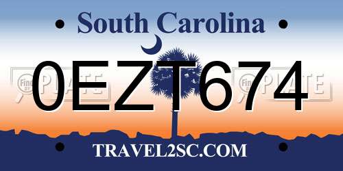 0EZT674 South Carolina License Plate