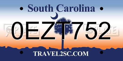 0EZT752 South Carolina License Plate