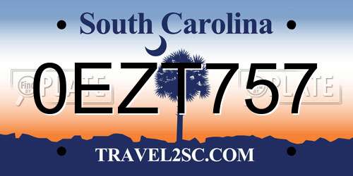 0EZT757 South Carolina License Plate