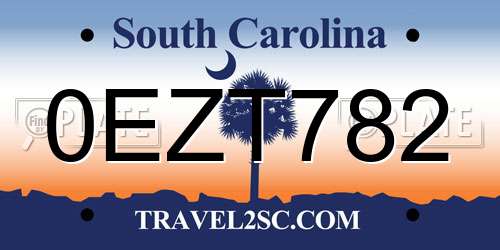 0EZT782 South Carolina License Plate
