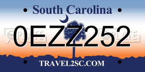 0EZZ252 South Carolina License Plate