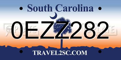 0EZZ282 South Carolina License Plate