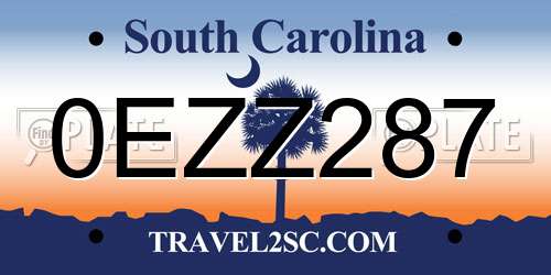 0EZZ287 South Carolina License Plate