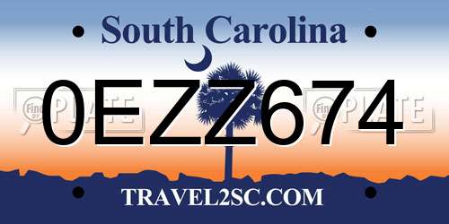 0EZZ674 South Carolina License Plate