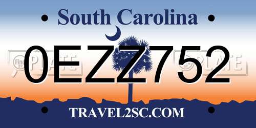 0EZZ752 South Carolina License Plate