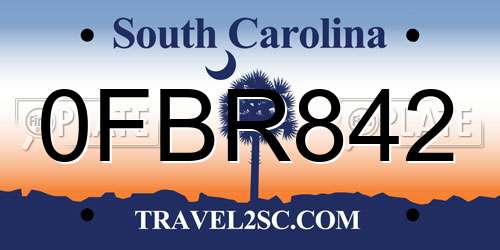 0FBR842 South Carolina License Plate