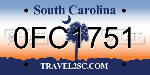 0FC1751 South Carolina License Plate