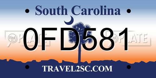 0FD581 South Carolina License Plate