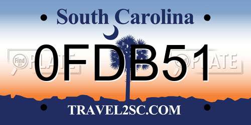 0FDB51 South Carolina License Plate