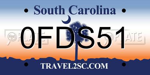 0FDS51 South Carolina License Plate