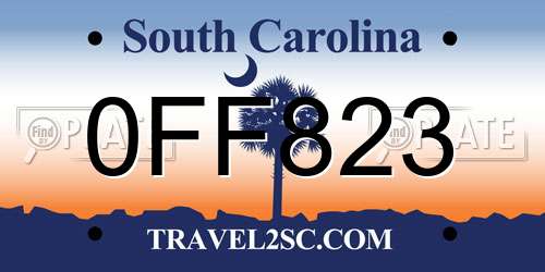 0FF823 South Carolina License Plate