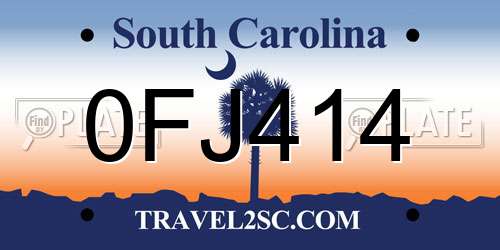 0FJ414 South Carolina License Plate