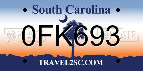 0FK693 South Carolina License Plate