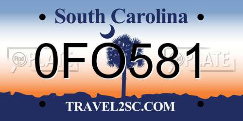 0FO581 South Carolina License Plate