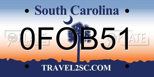 0FOB51 South Carolina License Plate