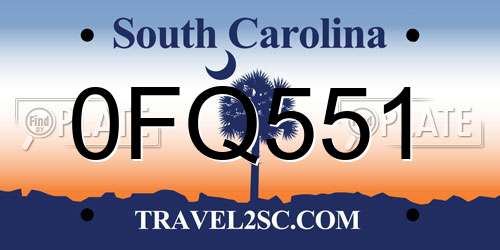 0FQ551 South Carolina License Plate