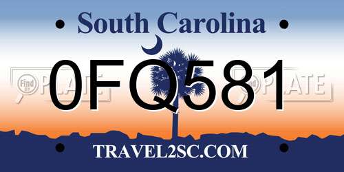0FQ581 South Carolina License Plate